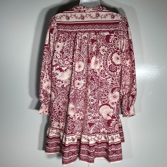 Umgee NWT SZ XL Sangria Silky Floral Print Dress Boho Cottage Core Western - Picture 10 of 11